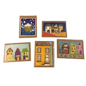 Set Of 5 Handcrafted Blank Greeting Cards With Envelopes